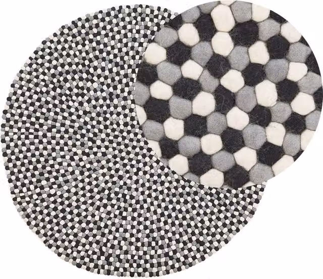 Tappeto Rotondo Beliani Multicolore in Feltro di Lana Intrecciato a Mano con Design Astratto Moderno, Diametro: 140 cm