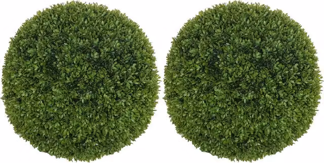 Set di 2 Piante Artificiali a Sfera di Bosso HOMCOM, Decorazioni Verdi per Interno ed Esterno, Diametro: 50 cm