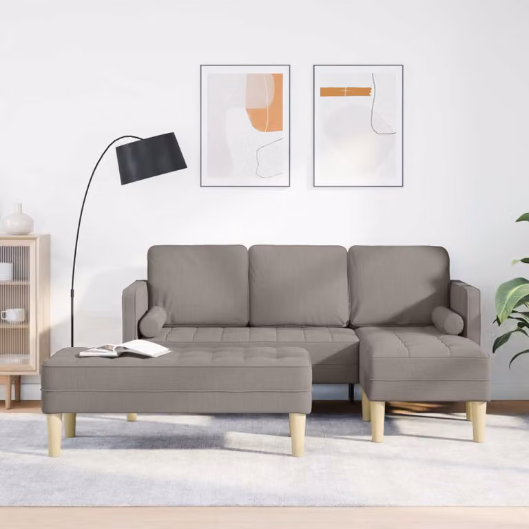 Set di divani 2 pz vidaXL Talpa in tessuto reversibile a forma di L per soggiorno, beige o grigio
