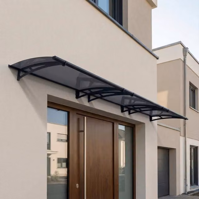 Pensilina da esterno Palram Aquila curva in policarbonato e acciaio galvanizzato, grigio, L: 453 cm x P: 91 cm