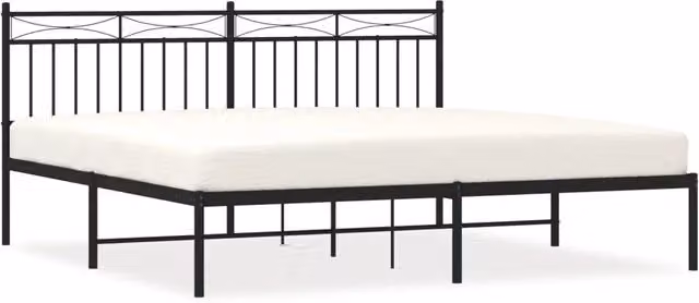 Letto matrimoniale per adulti con giroletto e testiera in metallo nero opaco DESIGN IN 180 x 200 cm