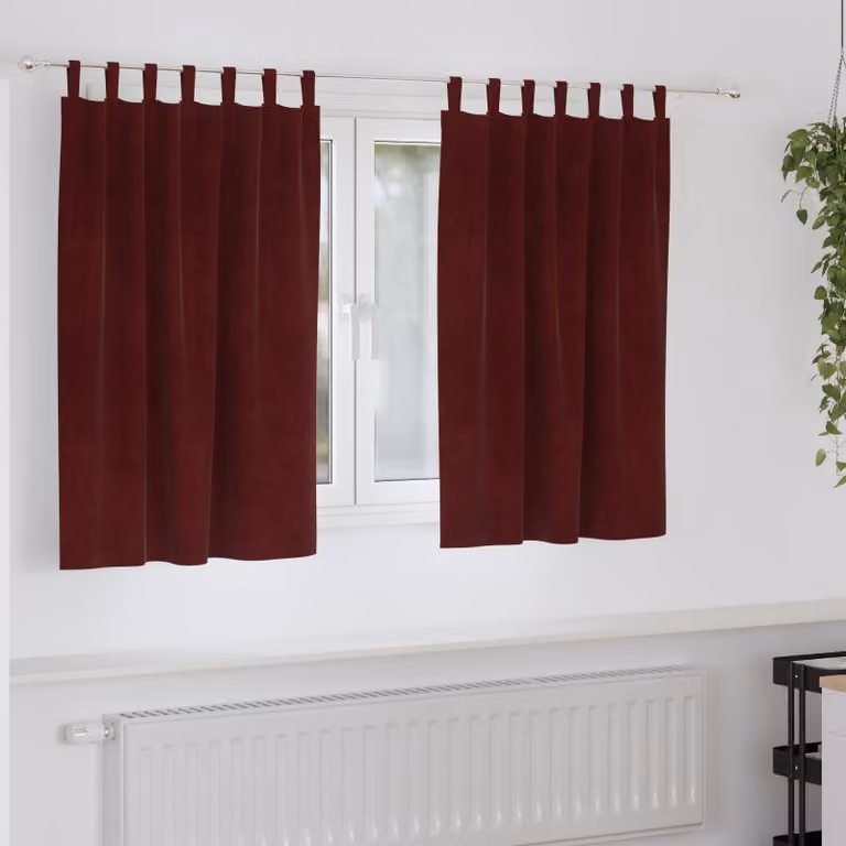 Set di 2 tende oscuranti vidaXL in velluto rosso, L 140 cm x H 140 cm