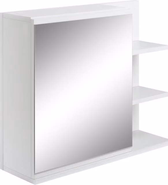 Mobiletto Bagno Moderno Kleankin con Specchio e 3 Ripiani Laterali, Bianco, L: 60 cm, P: 18 cm, H: 50 cm