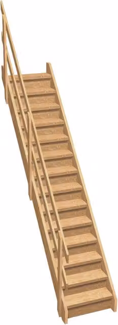 Scala rettilinea Kordo in legno con 2 binari e alzate, colore marrone