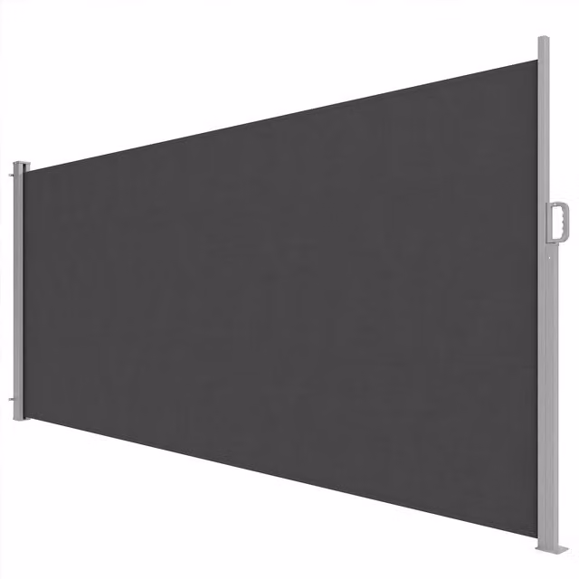 Tenda Laterale Retrattile Outsunny Impermeabile e UV 50+ in Alluminio, Acciaio e Poliestere, L: 420 cm, H: 185 cm, Grigio Scuro