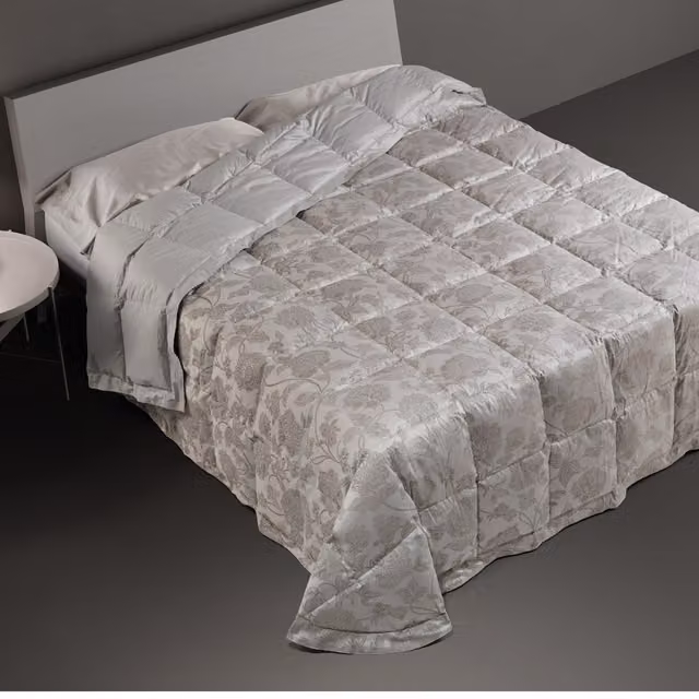 DaunenStep Trapunta in piuma e cotone Classica 14006A grigia per adulti, traspirante e termoregolatrice per l'inverno