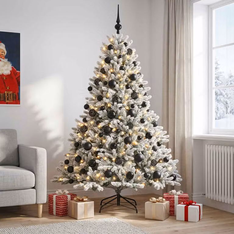 Albero di Natale artificiale vidaXL verde con 300 LED bianco caldo e decorazioni, Altezza: 240 cm