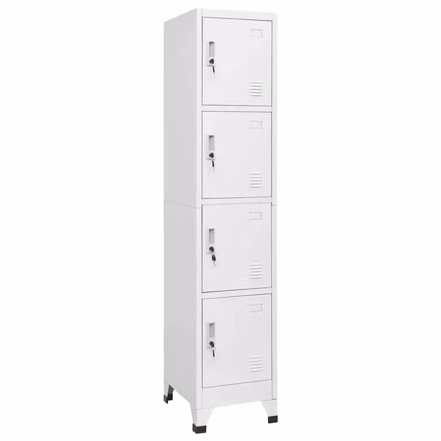 Armadietto in metallo HELLOSHOP26 con 4 scomparti, ante a battente e serratura, colore grigio, L: 38 cm, P: 45 cm, H: 180 cm