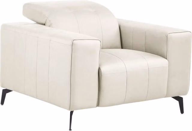 Poltrona lounge Beliani in ecopelle beige e nera con struttura in metallo e braccioli, stile minimalista