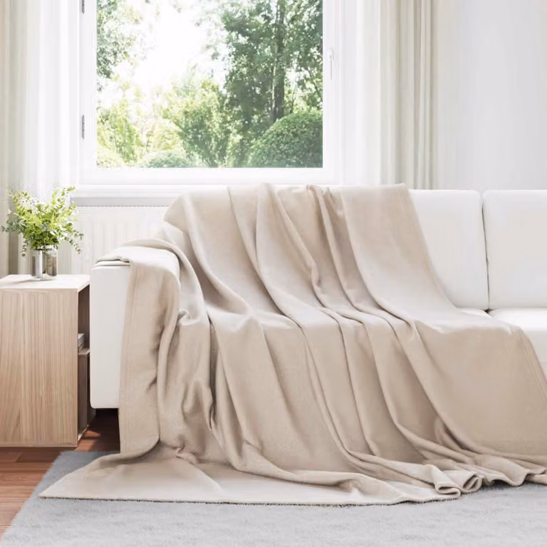 Set di 24 coperte in pile vidaXL beige, morbide e lavabili, L 240 cm x P 220 cm