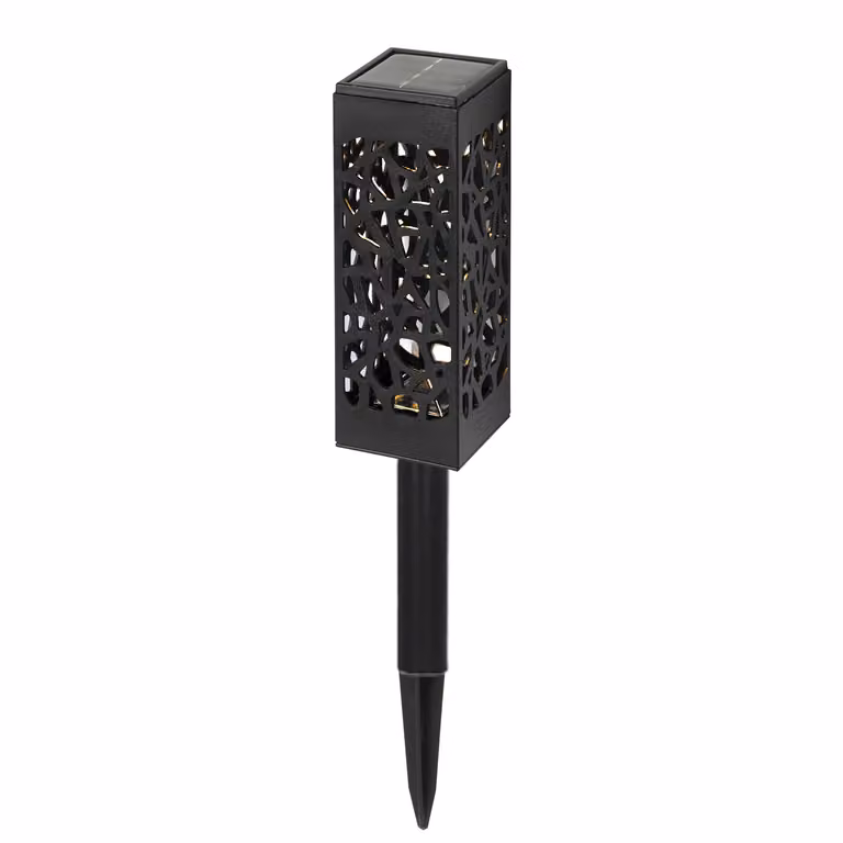 Dictrolux Lampada Solare LED da Giardino con Picchetto Estendibile, Luce Calda, Colore Nero, Altezza: 37 cm / 28 cm