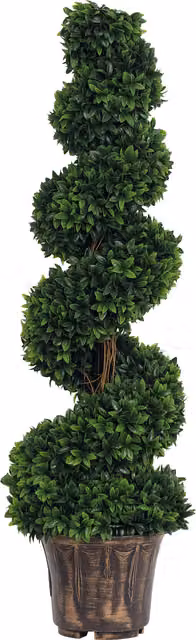 Pianta artificiale a spirale di bosso Outsunny verde con vaso incluso per interni ed esterni, H 120 cm x Ø 32 cm
