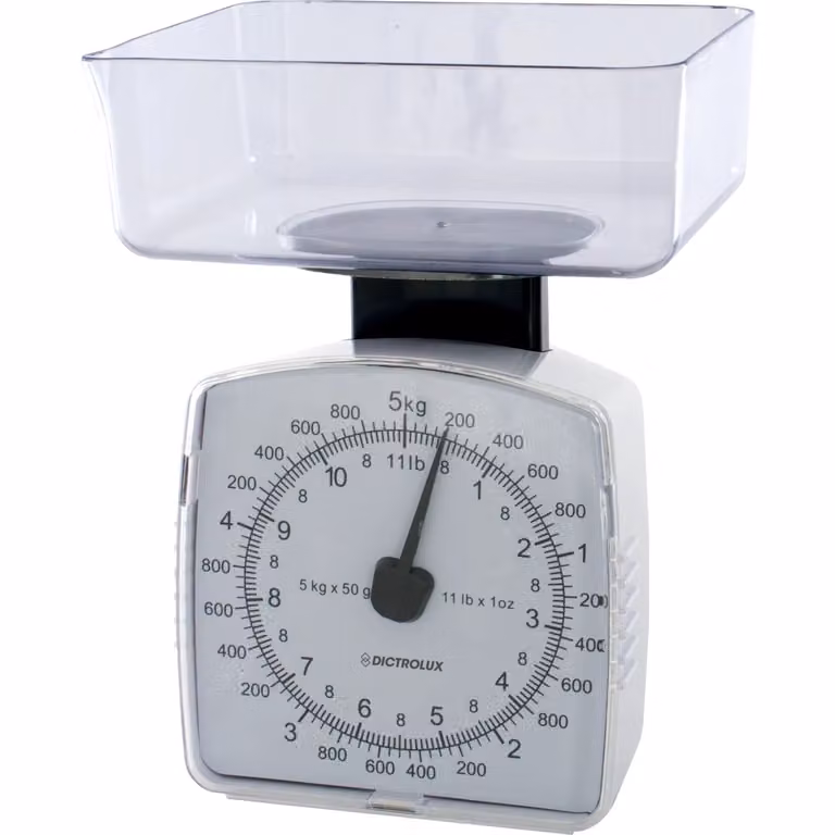 Bilancia da cucina meccanica Dictrolux con display analogico, bianco e grigio, capacità 5 kg