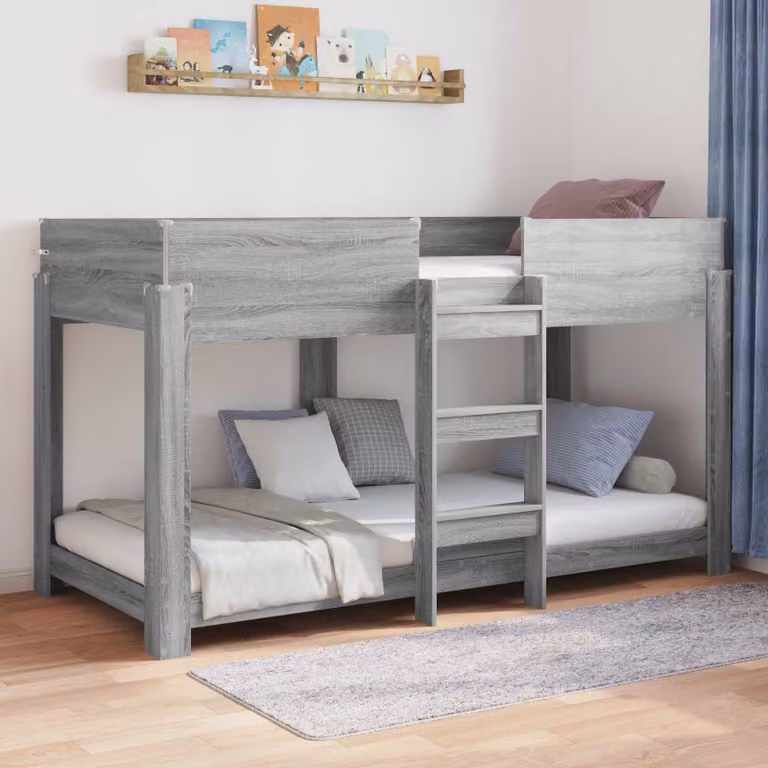Letto a castello per bambini vidaXL in legno grigio 100 x 200 cm