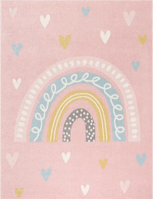 Tappeto per bambini Ninique con design astratto, rosa, grigio e beige, L/P: 133 x 133 cm
