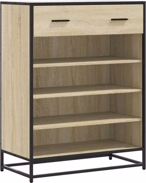 Scarpiera moderna HELLOSHOP26 in legno composito e metallo, colore marrone, con ante a battente e ripiani interni, L: 75 cm, P: 38 cm, H: 97,5 cm