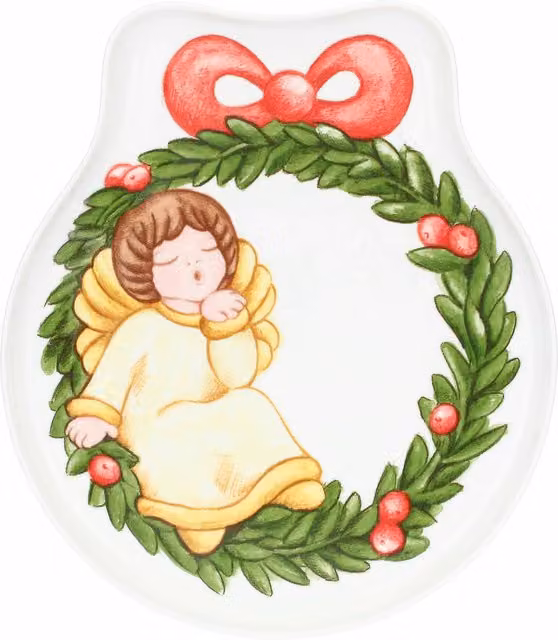 Piatto dessert in ceramica bianca a forma di ghirlanda Sorprese di Natale Thun