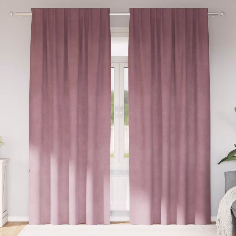 Set di 2 tende oscuranti vidaXL in velluto rosa, L: 140 cm, H: 225 cm