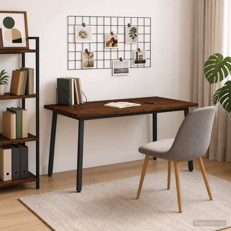 vidaXL Tavolo da pranzo moderno in legno di acacia con bordo vivo, L: 160 cm, P: 80 cm, H: 75 cm, Marrone e Nero