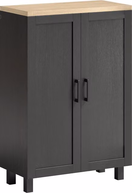 Credenza Aosom Moderna con 2 Ante e Ripiano Regolabile per Soggiorno, Cucina o Ingresso, Nero, L: 60 cm, P: 30 cm, H: 90 cm