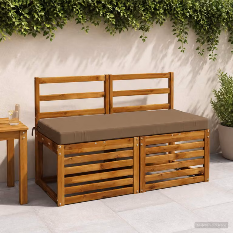 Set di 2 cuscini per panchina vidaXL in poliestere con imbottitura in schiuma, lavabili e resistenti ai raggi UV, disponibili in beige, grigio o marrone, L: 120 cm x P: 50 cm