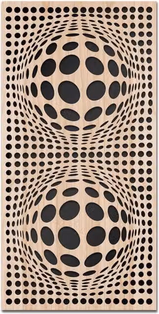 Quadro arredo moderno BALLS Signorbit con design geometrico astratto in legno e PVC, L: 70 cm, H: 140 cm, disponibile in bianco o nero