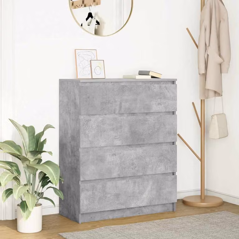 Credenza vidaXL in legno multistrato e MDF, colore grigio cemento, design minimalista, L 80 cm x P 35 cm x H 99 cm