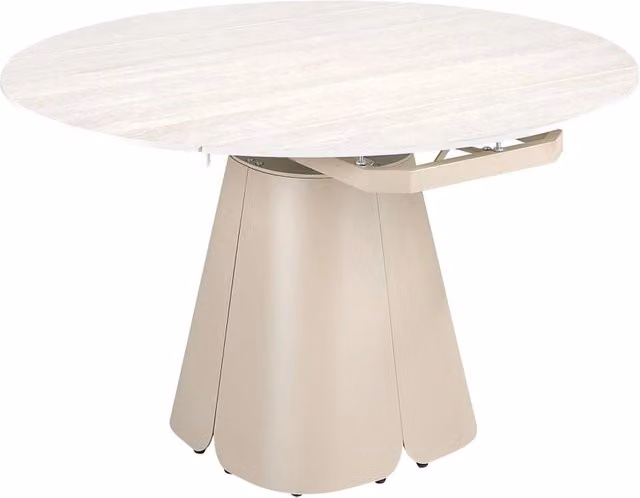 Tavolo da pranzo rotondo allungabile Angel Cerdà in ceramica e metallo color sabbia