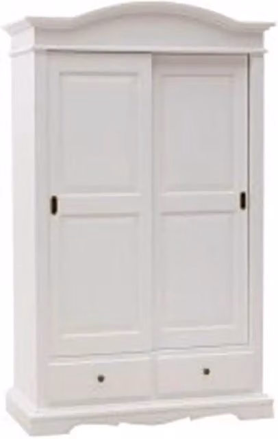 Armadio Treviso KIVIO in legno stile shabby chic con ante scorrevoli bianco L/P/H: 125 x 60 x 200 cm