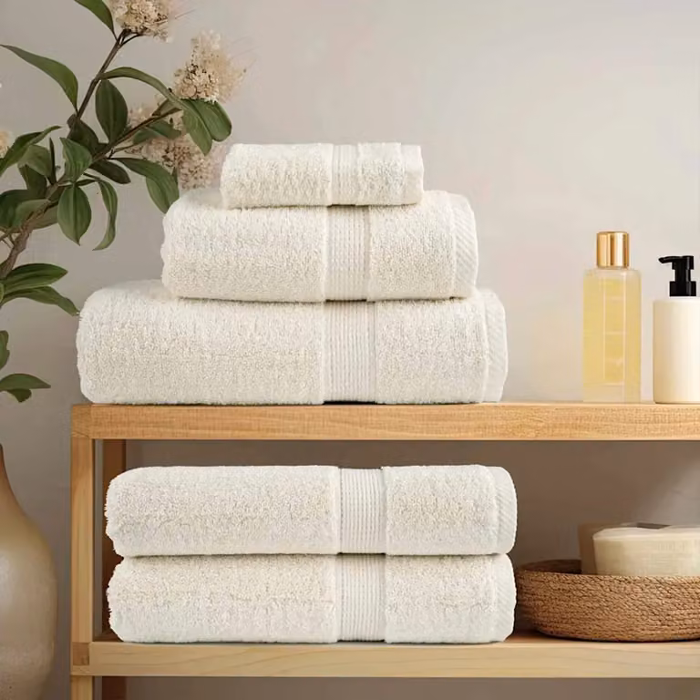 Set di 2 asciugamani per ospiti vidaXL SOLUND in cotone spugna, color crema, 550 gsm